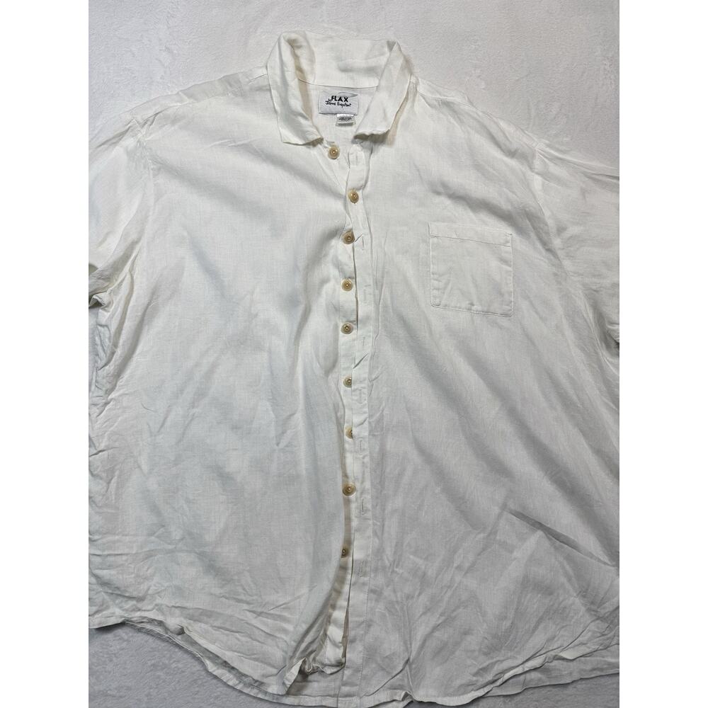 Vintage FLAX by Jeanne Engelhart Oversize Linen Shirt White Sz XL Long Sleeve - Picture 4 of 7